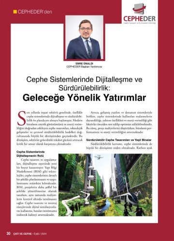 Çatı ve Cephe Dergisi Eylül Sayısında Yer Alan CEPHEDER’den Sayfası